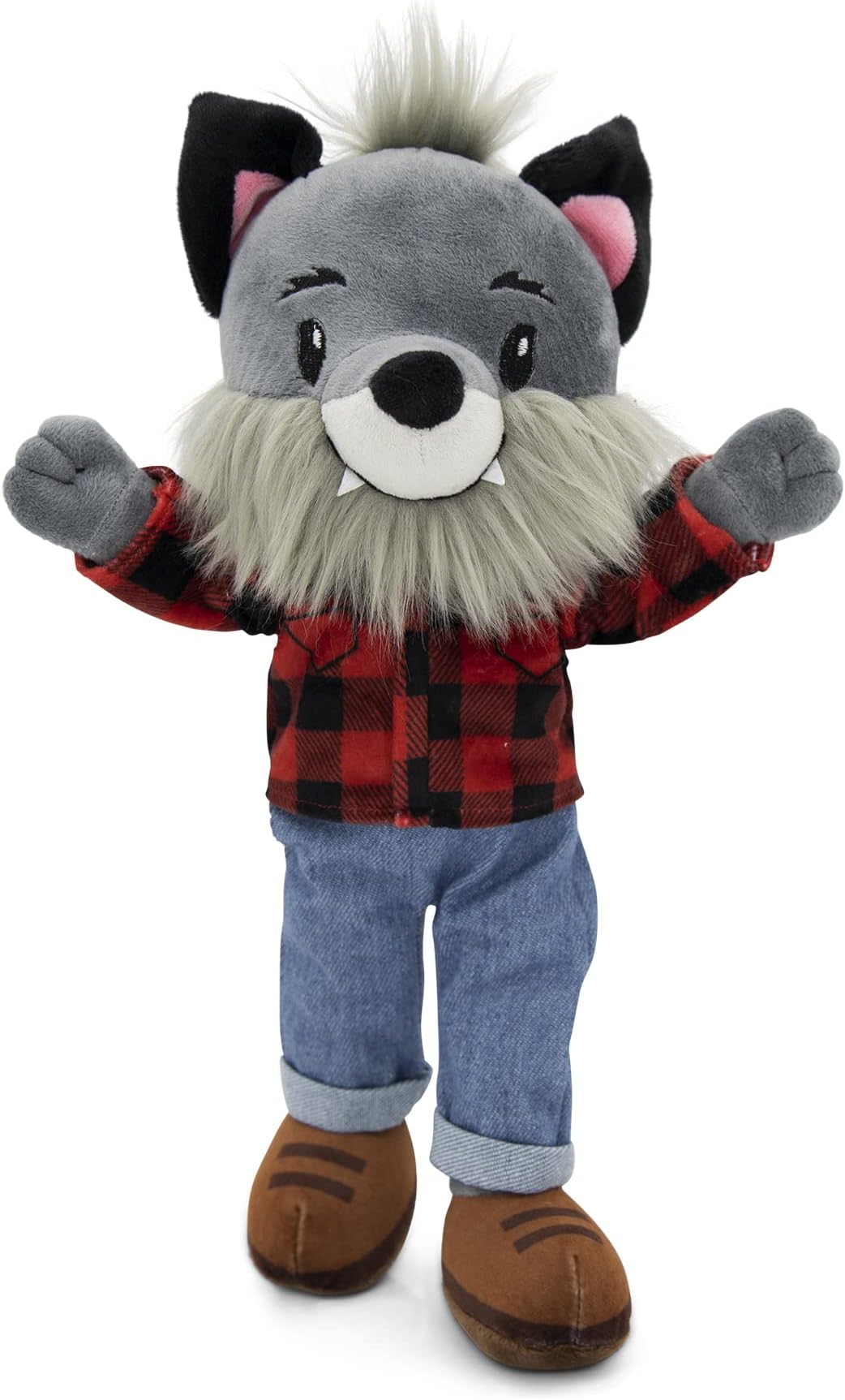 Playtime by Eimmie Plushible Rag Doll - Soft Dolls for Baby Girls Boy Toddler & Infants - Wolf/Werewolf Stuffed Animal - Washable Fabric - Big Bad Wolf Toy - Sensory Toys, 14 Inch Big Bad Wolf Stuffy