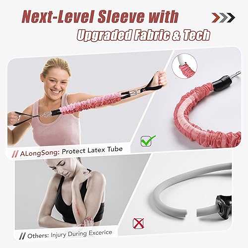 Miniatura 2 de ALongSong - Kit de barra de pilates, kit de barra de gimnasio con 6 bandas de resistencia de 20 a 50 libras, equipo de entrenamiento portátil en