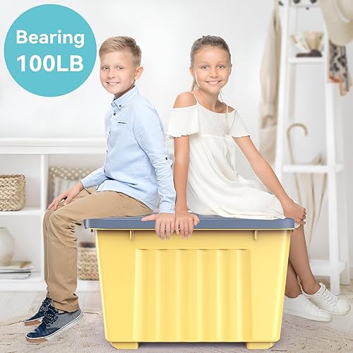 Miniatura 7 de Nazhura Contenedor de almacenamiento de plástico, cajas de almacenamiento apilables y encajables con tapas blancas y hebillas de cierre seguras,