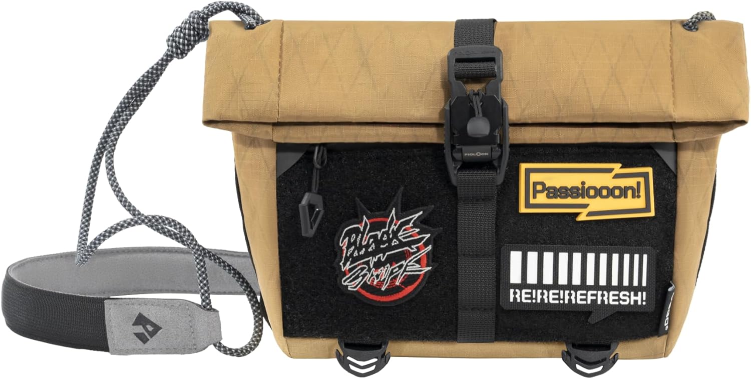 VSGO 3L Camera Sling Bag for Men, Techwear Photography Crossbody Pack with Waterproof Fabric, Modular Attachment Points, Hidden Pocket, Patch Area, Adjustable Drawstring for Streetwear Travel (Brown)