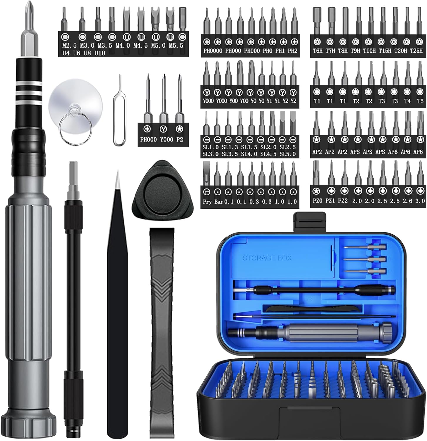 Precision Screwdriver Set 150-in-1? Small Screwdriver Set with Case, Electronics Repair Tool set for PC, Computer, Laptop,iPhone,Macbook,glasses,Doorbell, Watche,PS5, Xbox Controller, RC, (Blue)