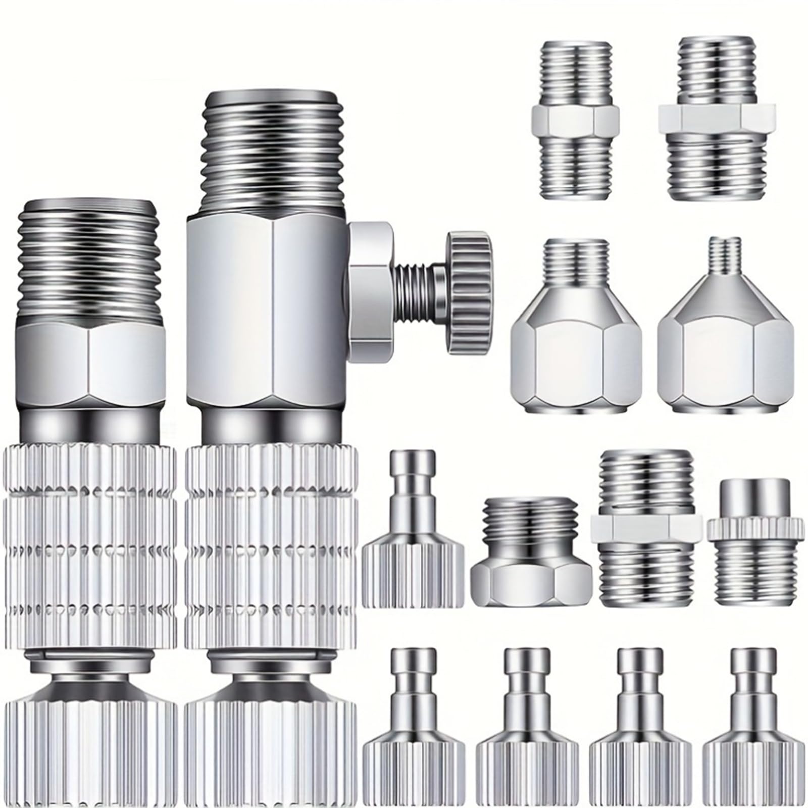  16 Pcs Airbrush Adapter Set for Air Painting, Quick Disconnect, 1/8 and 1/4 Inch Connectors for Beginners
| Professiona