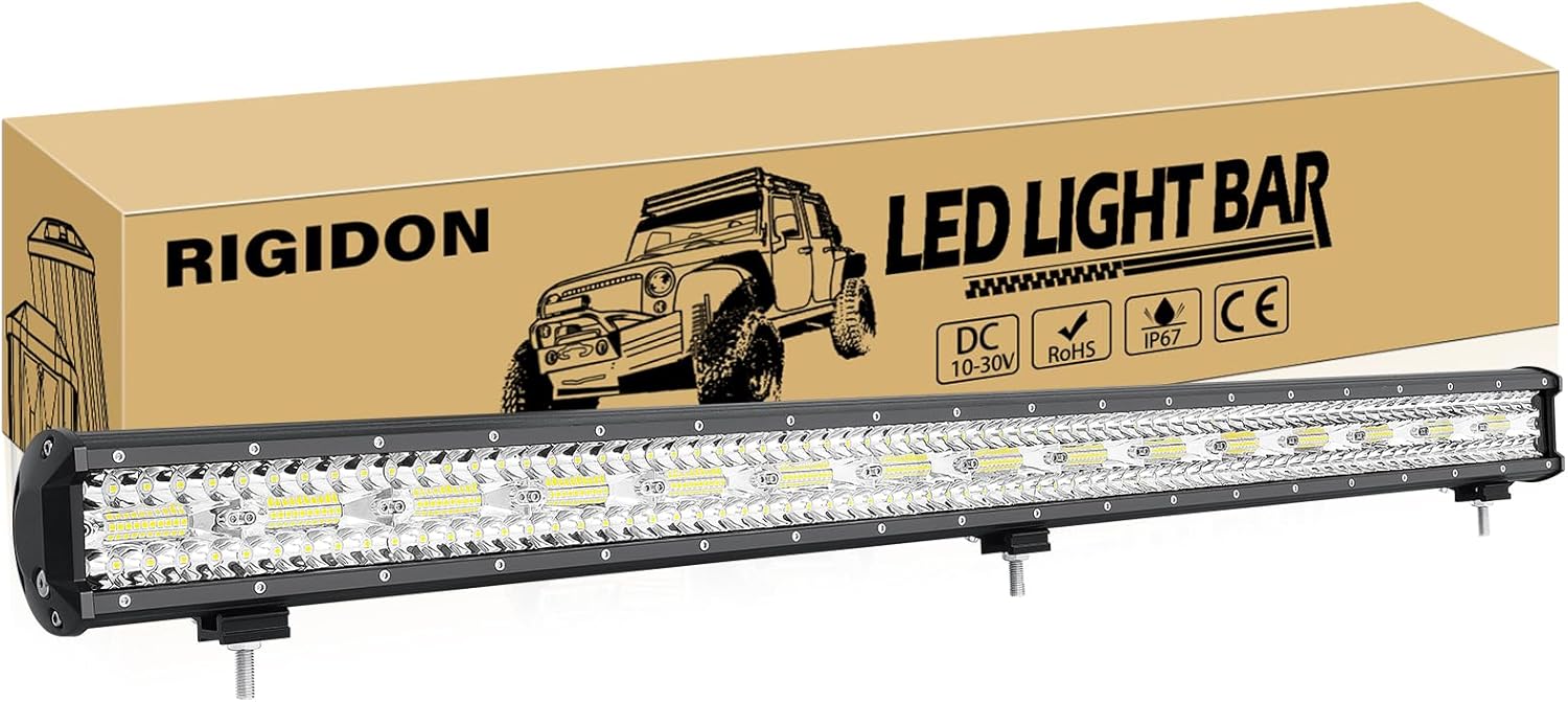 RIGIDON 2Pcs 4Inch 10cm 60W LED Fog Light, 8D Triple Row Flood Spot Combo 6000LM LED Work Lights, 12V 24V Off Road Light for Trucks, Pickup, Car, SUV, ATV, UTV, 4x4, Boat