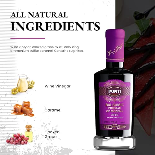 Miniatura 5 de Ponti Vinagre Balsámico Envejecido de Módena 8.5FI.Oz (8.5 fl oz) - Vinagreta de aderezo para ensaladas con vinagre balsámico envejecido