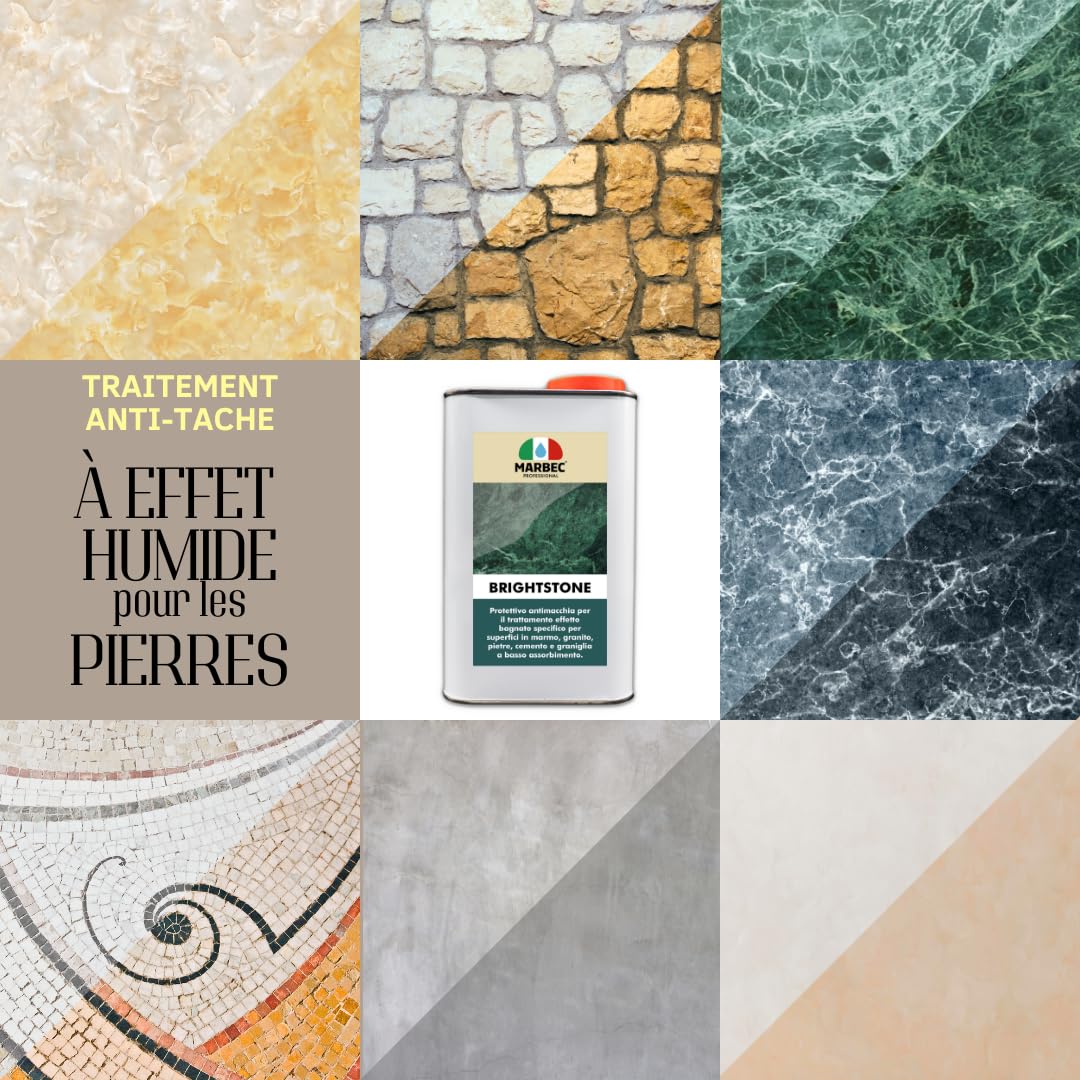MARBEC BRIGHTSTONE 1LT Protection anti-taches pour marbre, granit, pierre, béton et terrazzo