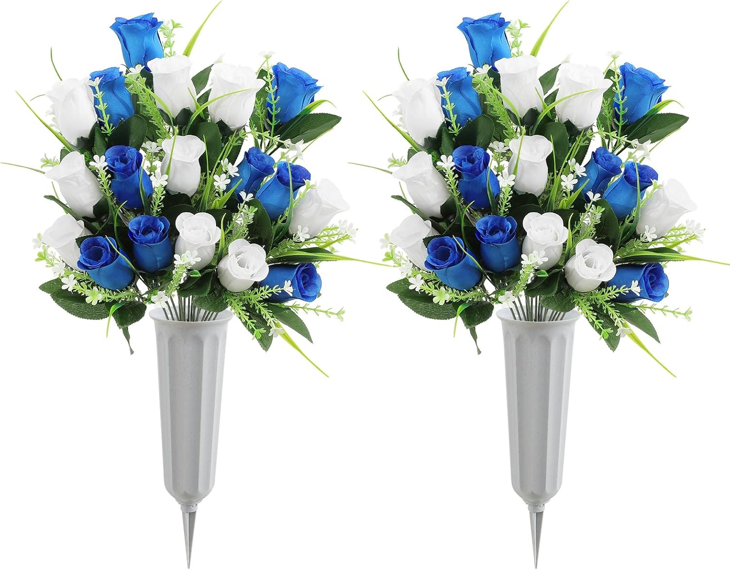U'Artlines 2 Sets Artificial Cemetery Flowers with Vase