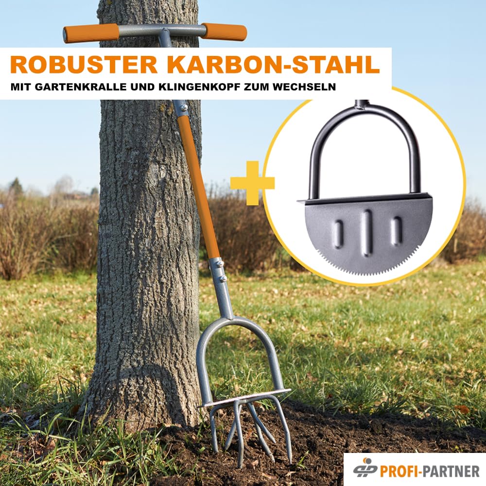 Kraftsparende Bodenfräse 2-in-1 – Gartenkralle & Klingen-Wechselkopf/Kultivator mit Handgriff & Trittplatte, Rückenschonend, Fast 1 m lang, Twist Tiller für Beet/Unkraut/Harte Erde