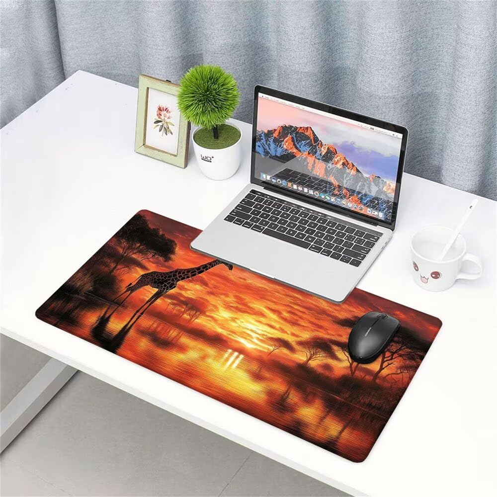 Żółta podkładka pod mysz XXL pod mysz biurowa akcesoria do gier klawiatura podkładka pod mysz zachód słońca rozszerzona szeroka mata do gier 1400 x 600 x 3 mm wodoodporna antypoślizgowa gumowa