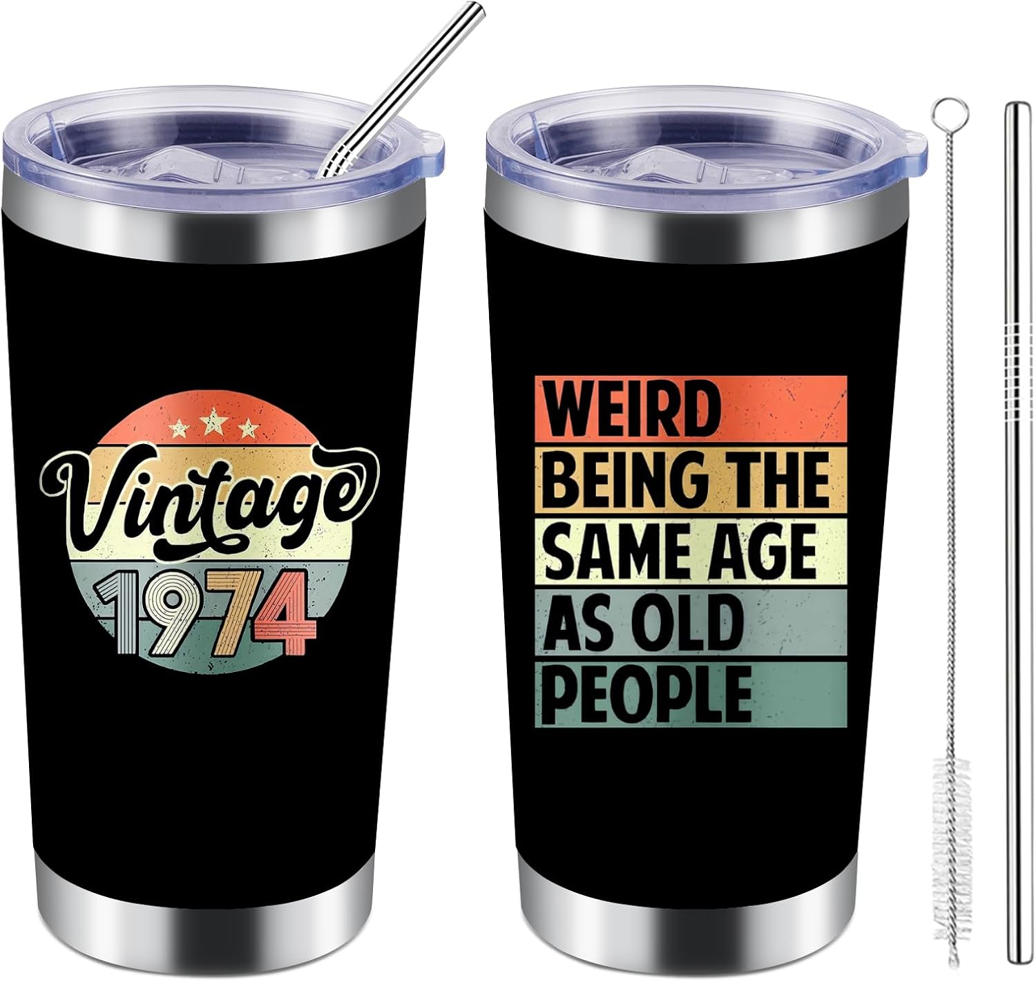 40th Birthday Gifts for Women, Men - 40th Birthday Decorations 1974 Vintage Tumbler, 40 Years Old Birthday Gifts For Women Men Unique Tumbler 20 oz (1974 Birthday)