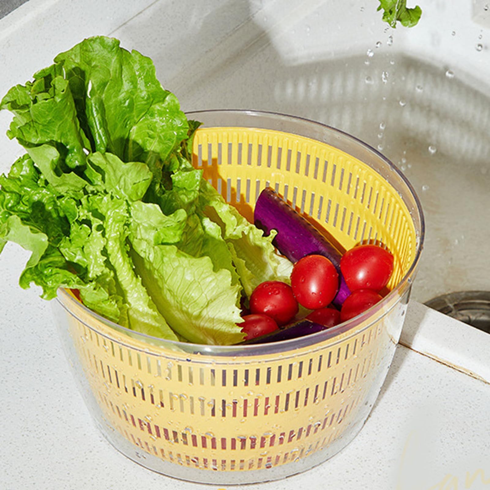 Ejoyous Spinner Eléctrico para Ensalada, Lavadora y Secadora de Ensalada Recargable de PP ABS para Frutas y Verduras, Tazón Desmontable de Doble Capa con Carga USB de 4L, para Preparación de Comidas