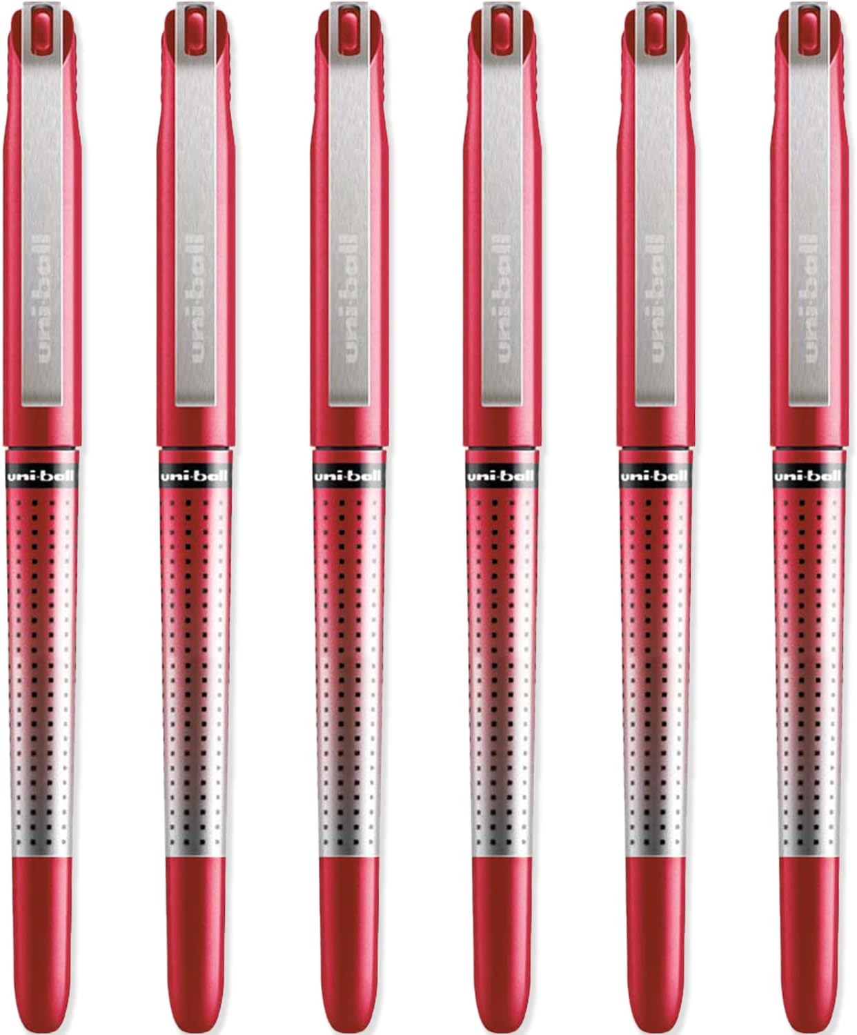Eye Needle UB-185S Rollerball Pen - 0.5mm Needle Point Nib - Red Ink - Pack of 6