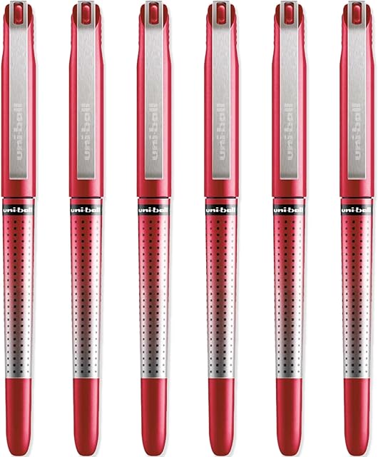 uni-ball Eye Needle UB-185S Rollerball Pen - 0.5mm Needle Point Nib - Red Ink - Pack of 6