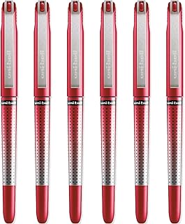 uni-ball Eye Needle UB-185S Rollerball Pen - 0.5mm Needle Point Nib - Red Ink - Pack of 6