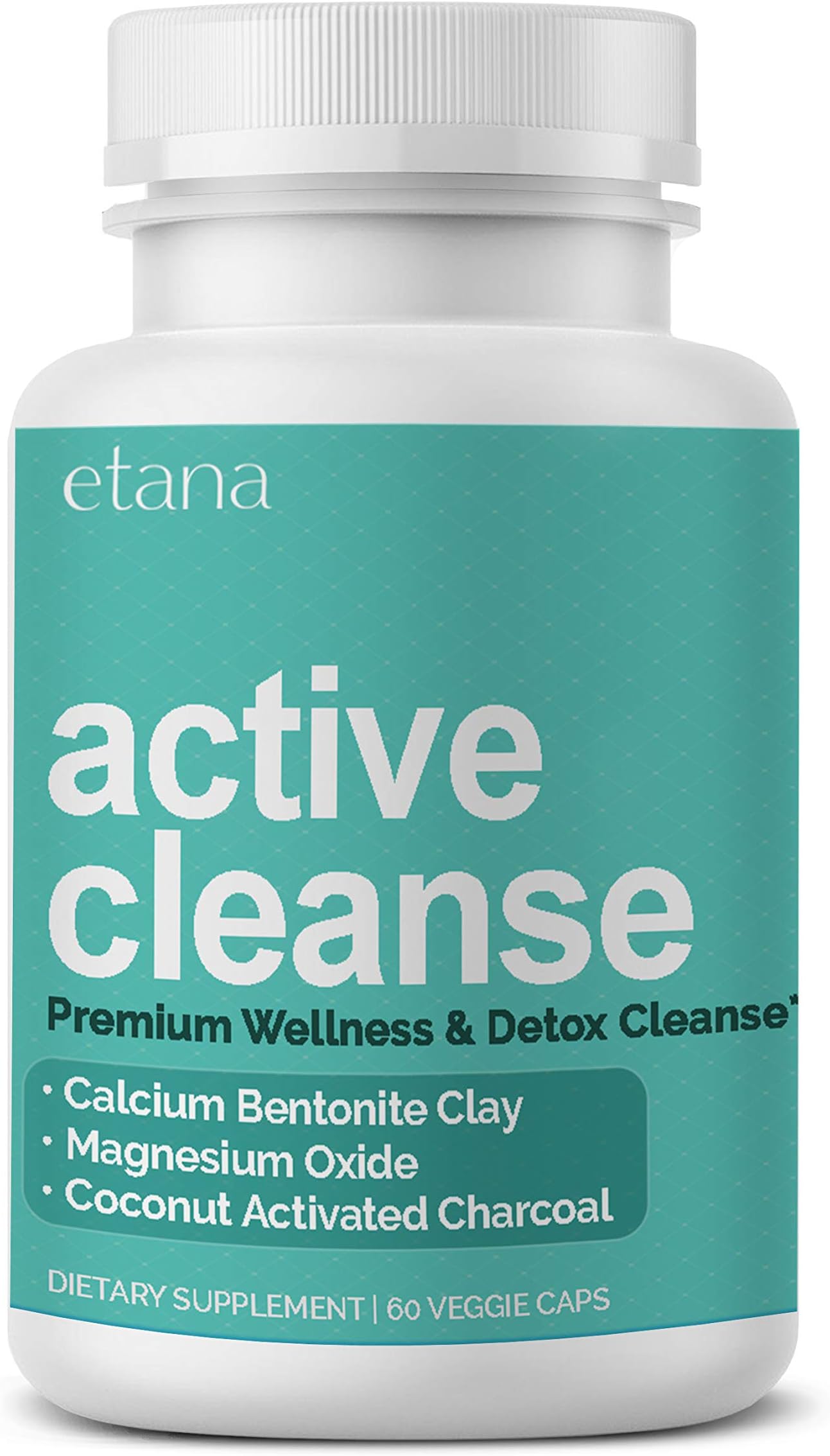 Active Cleanse by Etana Beauty – 60 vcaps – Professionally Formulated Detox Support & Wellness Cleanse – Enhanced with Calcium Bentonite Clay, Organic Coconut Activated Charcoal & Magnesium Oxide