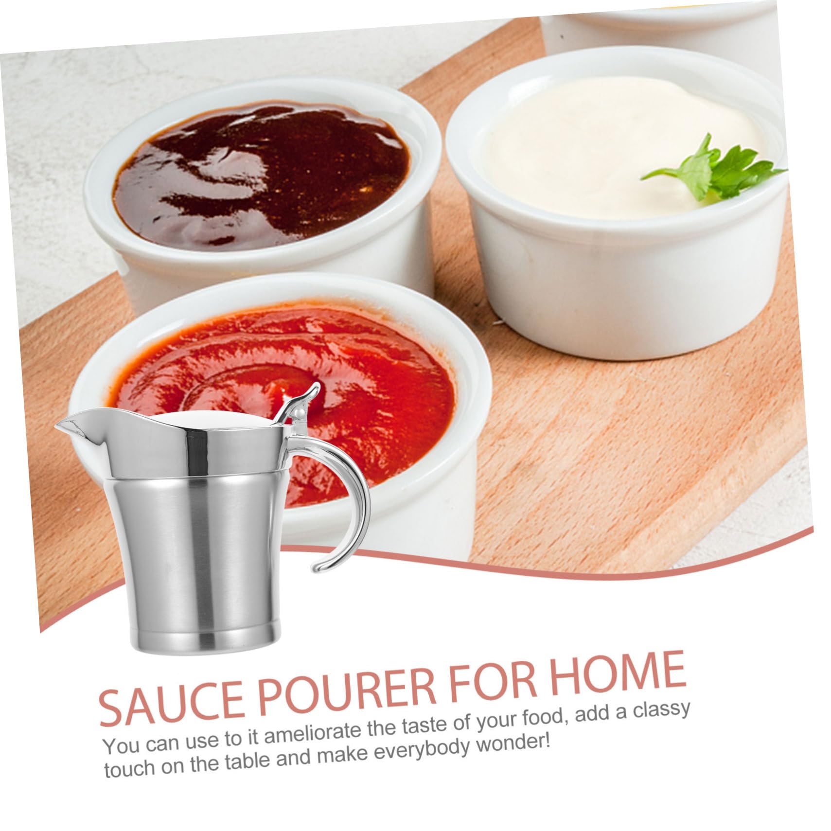 Dispensador de Salsa de Acero Inoxidable de 500ml Vertedor Anti-goteo y Diseño Simple para Servir Hogar y Cocina