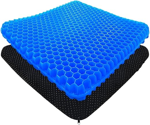 UPLEVELBUCKET Gel Seat Cushion – Soft Sitter Double-Layer Honeycomb Gel Cushion with Cloth Cover – Cooling, Ergonomic Pres...