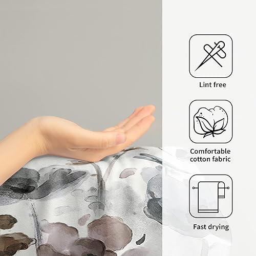 Miniatura 4 de Giwawa Toallas de Mano Grises Florales Boho Toallas de Dedos Botánicos Set de 2 Toallas Suave para Huéspedes Toallas de Cara para Baño Decoraciones