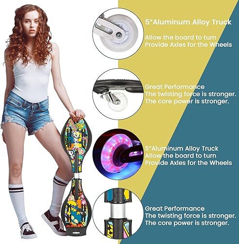 Miniatura 33 de Tabla giratoria, patineta junior de lujo con ruedas iluminadoras para más emoción, diversión y visibilidad, Twistboard para niños de 8 años
