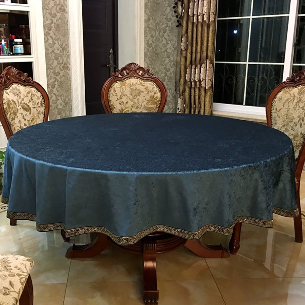 Nappe ronde en polyester et chenille solide pour table de restaurant et mariage