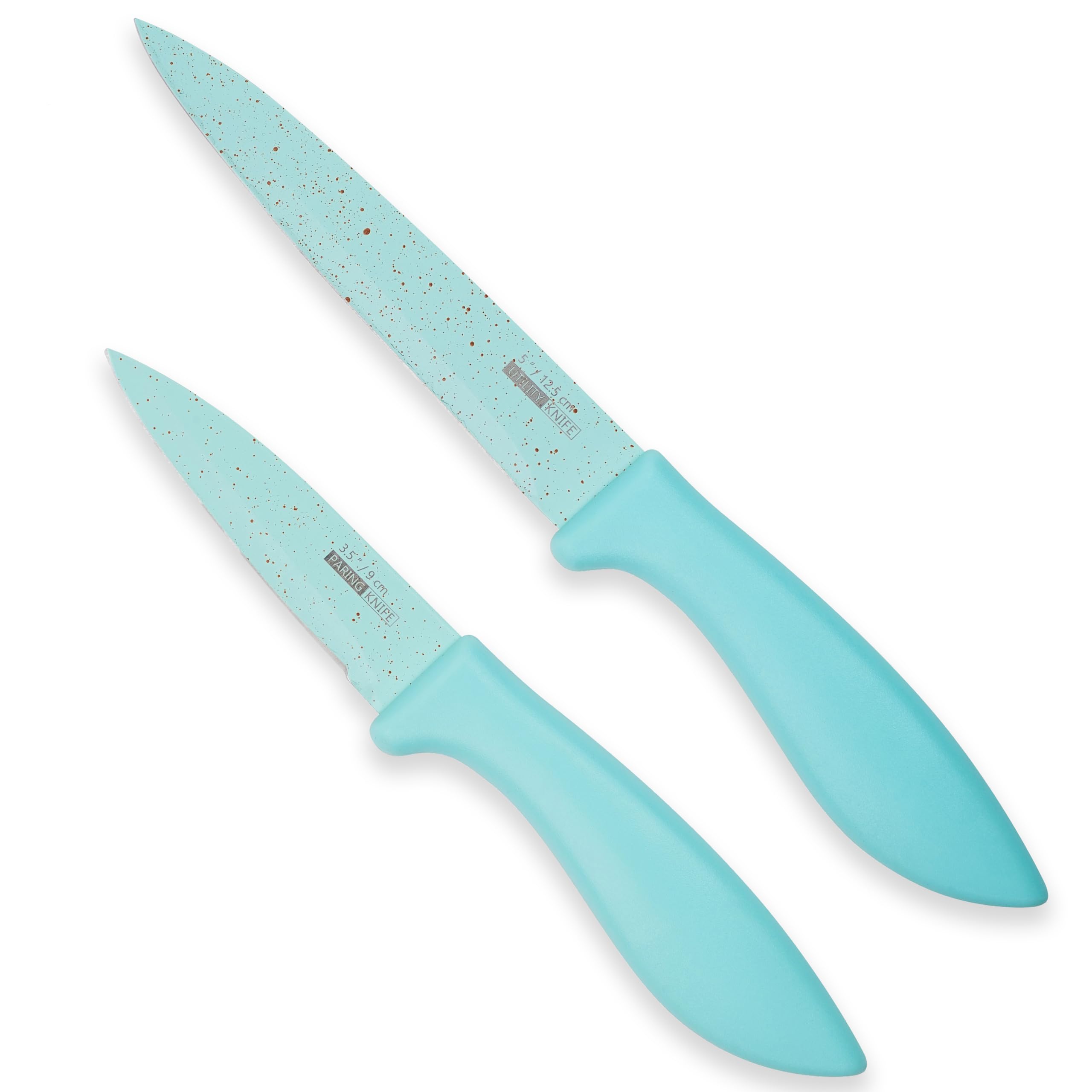 SKYTONE Kitchen Knife Set Stainless Steel 2 Pieces Professional Chef Knife with Santoku Paring Knife Vegetable Cutting & Chopping Sharp Blade, Ergonomic Handy Handle for Kitchen (Green)