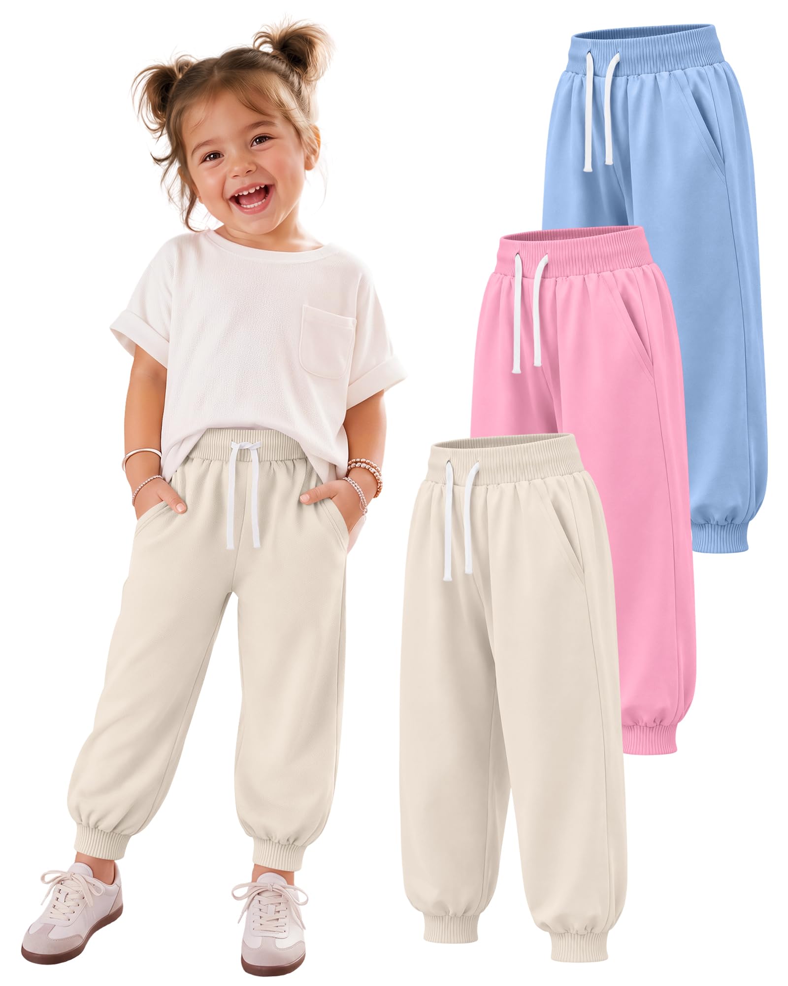 3 Pack Toddler Girls' Sweatpants Kids Jogger Pants