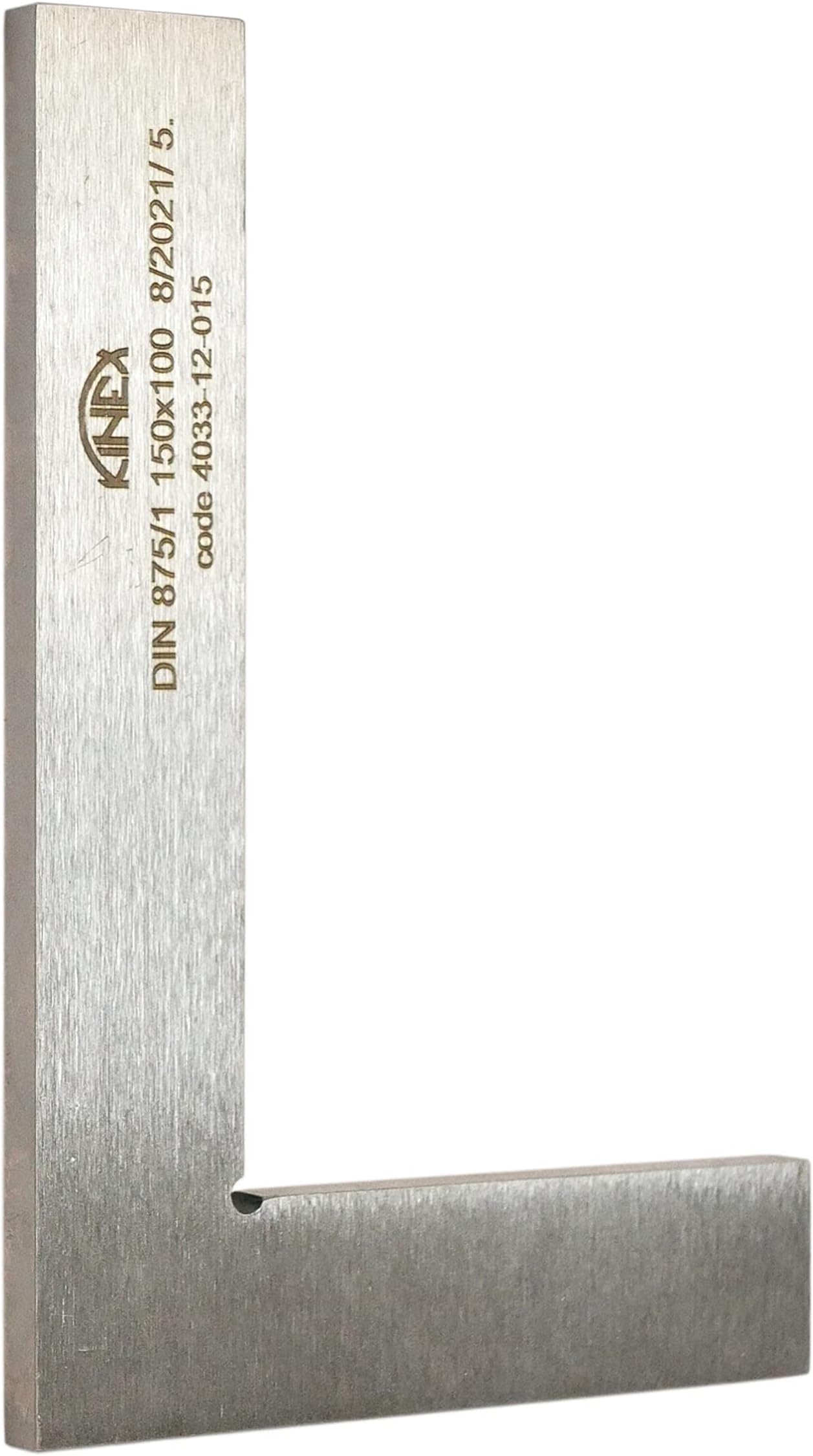 KINEX Lock Angle (150 x 100 mm) - L-shaped Ruler Made of Solid Tool Steel - Class 1 According to DIN 875 - 0.018 mm Right Angle - Silver