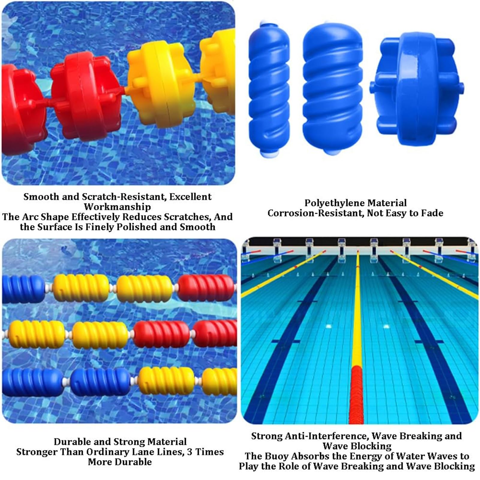 Línea de flotador de piscina, cuerda de alambre de acero con flotadores de flotabilidad, divisor de piscina para uso en interiores y exteriores