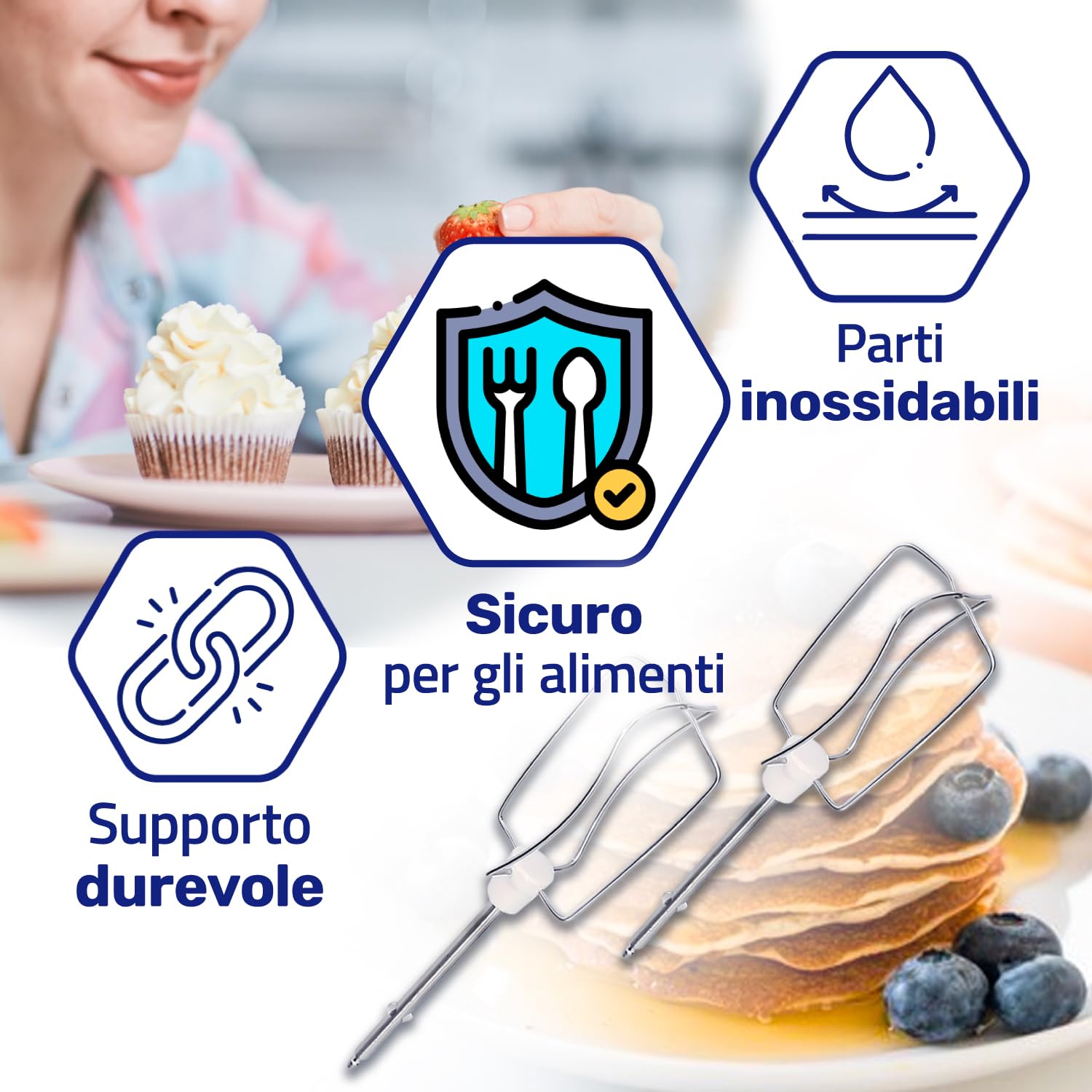 Fruste Per Sbattitore Elettrico Tefal Prep&rsquo;Line E Moulinex - Codice XJ901301, Acciaio Inox, Lavabile In Lavastoviglie