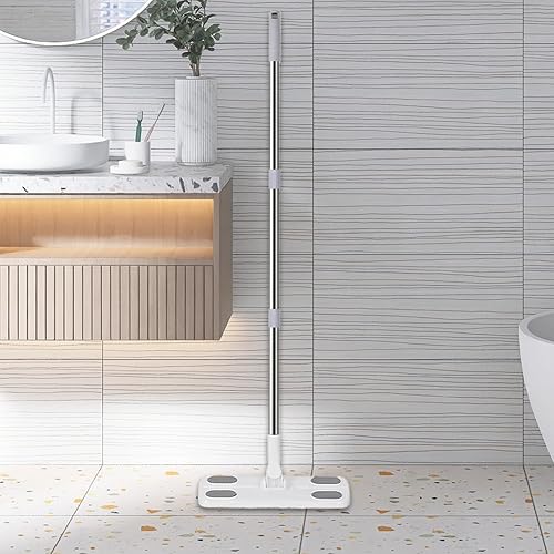 Miniatura 2 de Trapeadores planos suministros de limpieza de suelos desmontables en húmedo y seco, trapeador de madera plano largo con mango duradero, eficiente y