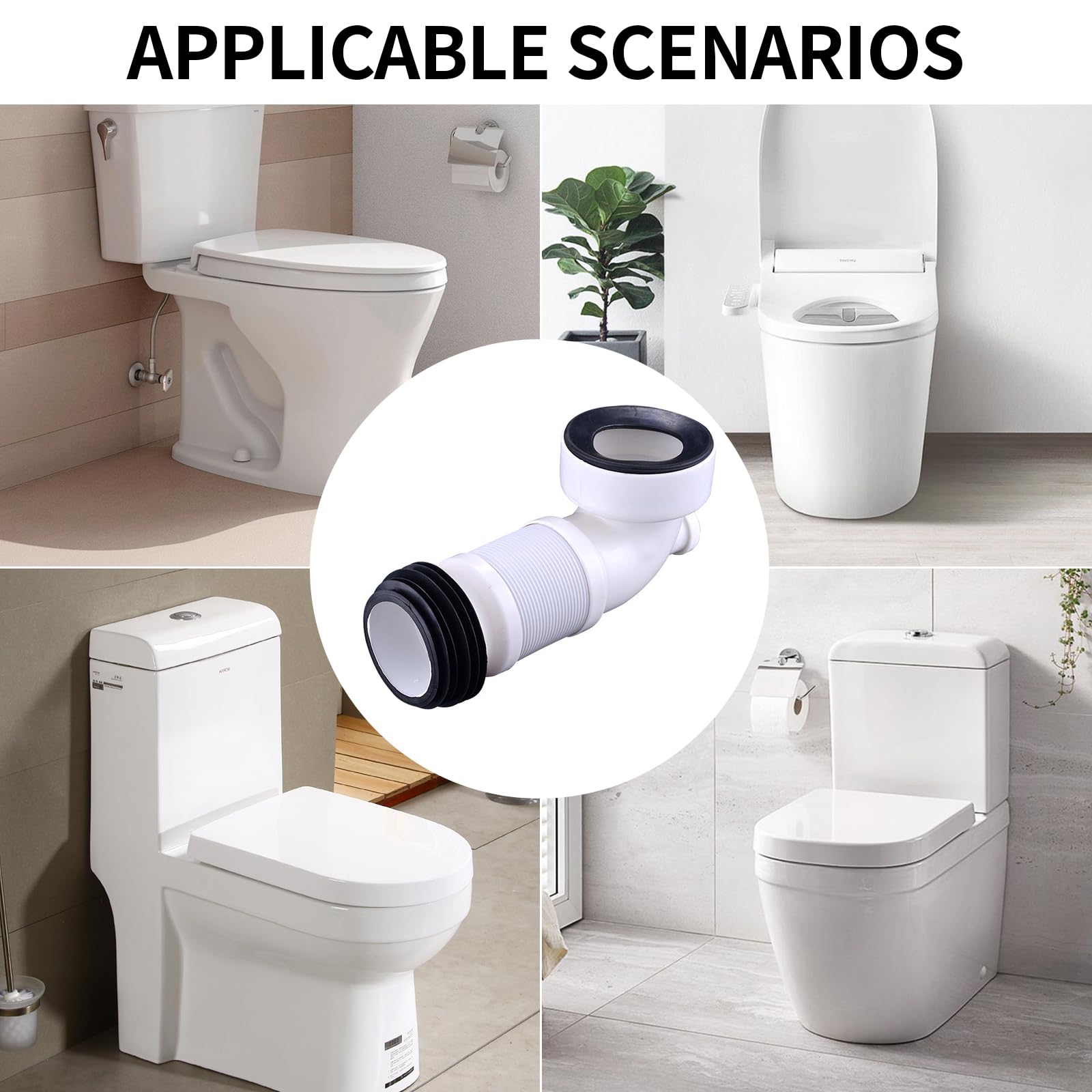 Toilet Pan Connector 90 Degree, Universal Waste Pipe Connector Flexible Plumbing Fittings Adjustable for All Standard Toilets - Image 4
