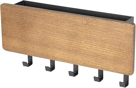 Amazon Co Jp Pamiso 収納ケース付きキーフック ウォールフック パケットホルダー 鍵置き 携帯置き 小物入れ 両面テープとネジ付き鍵 フック 外出前準備の小物入れ 壁おしゃれ 高級キーフック ブラウン ホーム キッチン