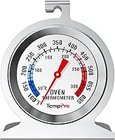 TempPro Oven Thermometer Stainless Steel 100-600°F Accurate Analog Gauge for Gas Electric Smoker Ovens