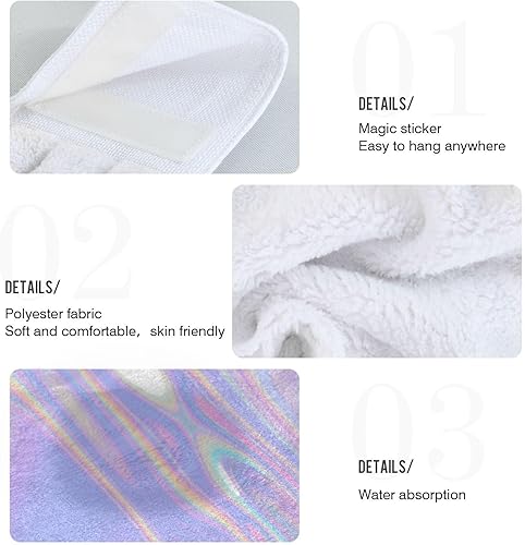 Miniatura 5 de Toallas colgantes de flores iridiscentes,Toallas de cocina colgantes con cinta mágica,Súper absorbentes,Toallas de lazo colgantes de algodón de