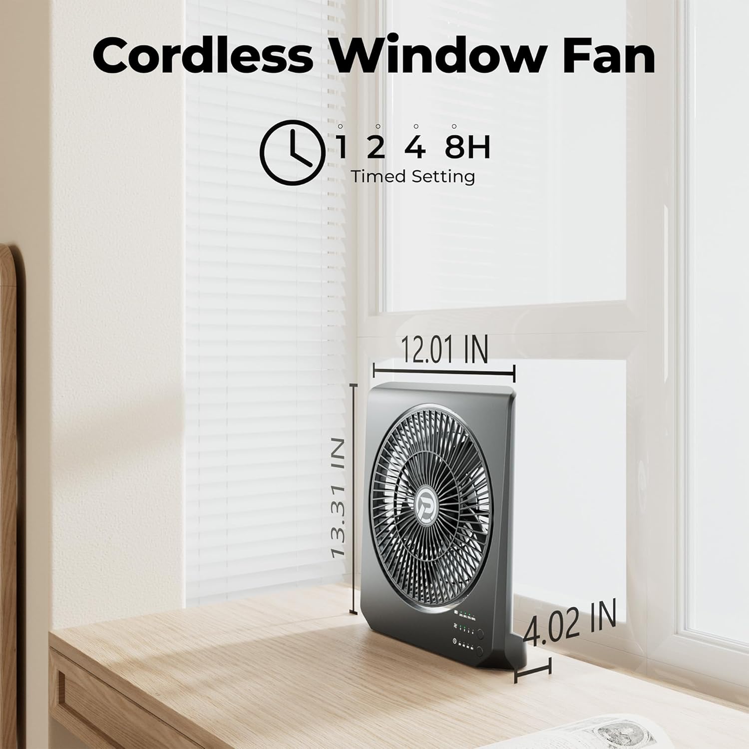 PANERGY 20000mAh Rechargeable Battery Powered Fan - 10" Square Box Fan with 55H Runtime, 4 Speeds & Timer, 270° Pivot, Cordless & Portable for Home, Patio, Camping, Travel, Power Outages (No Remote)