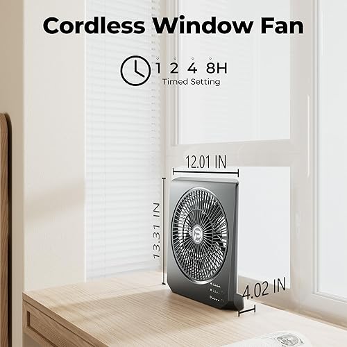 Miniatura 5 de PANERGY Ventilador de batería recargable de 20000 mAh, ventilador de caja cuadrada de 10 pulgadas con tiempo de funcionamiento de 55 horas, 4