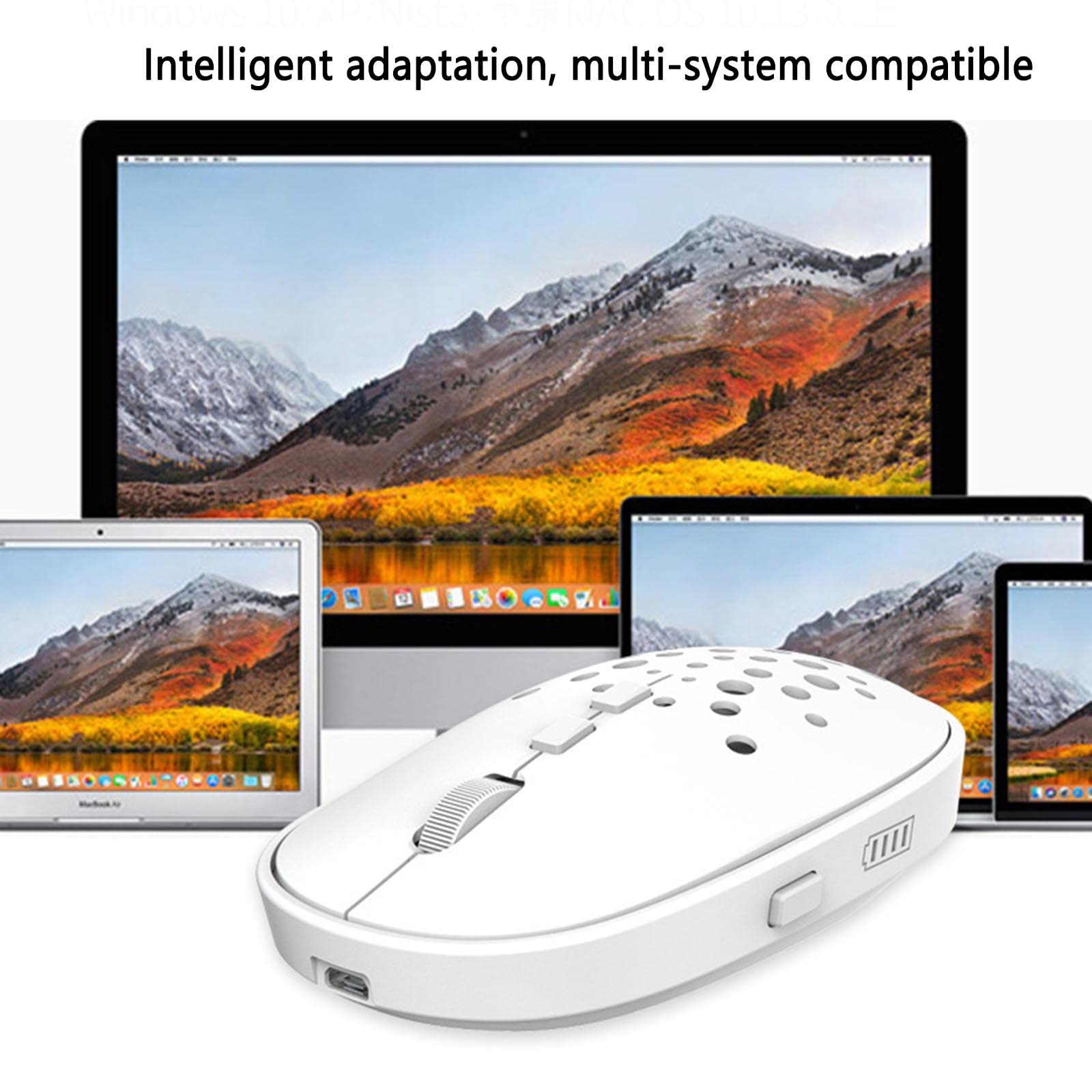 Mysz Bezprzewodowa mysz komputerowa do laptopa USB do gier Bluetooth ergonomiczna mysz urządzenie wskazujące wyświetlacz mocy akumulatorowy wyświetlacz mocy 3 biegi regulowana DPI 2,4 GHz(Schwarz)