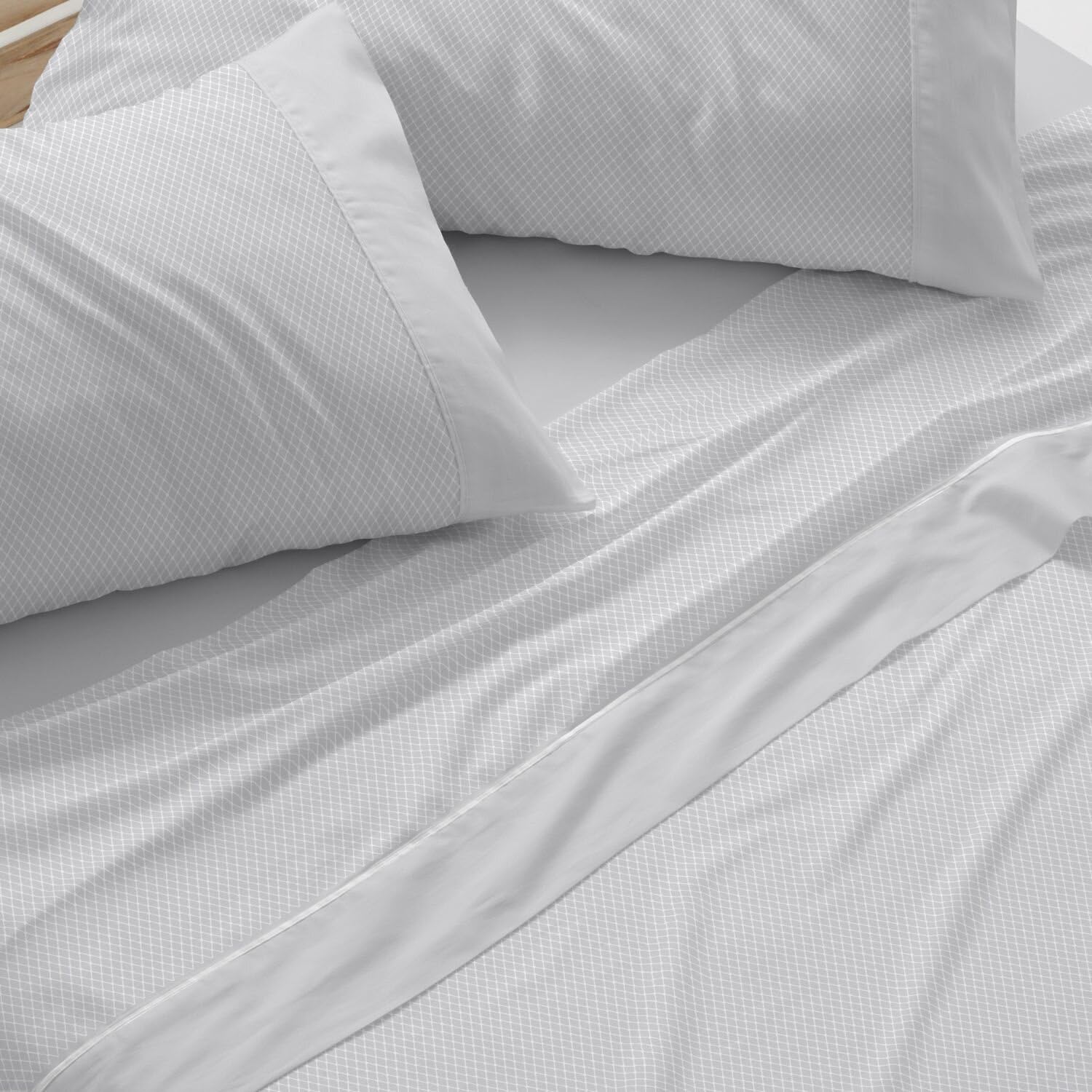 Burrito Blanco | Juego de sábanas Algodón | Cama de 150 a 160cm. (+Medidas Disponibles) | Diseño 633 | Color Gris (150-160x190/200cm.)