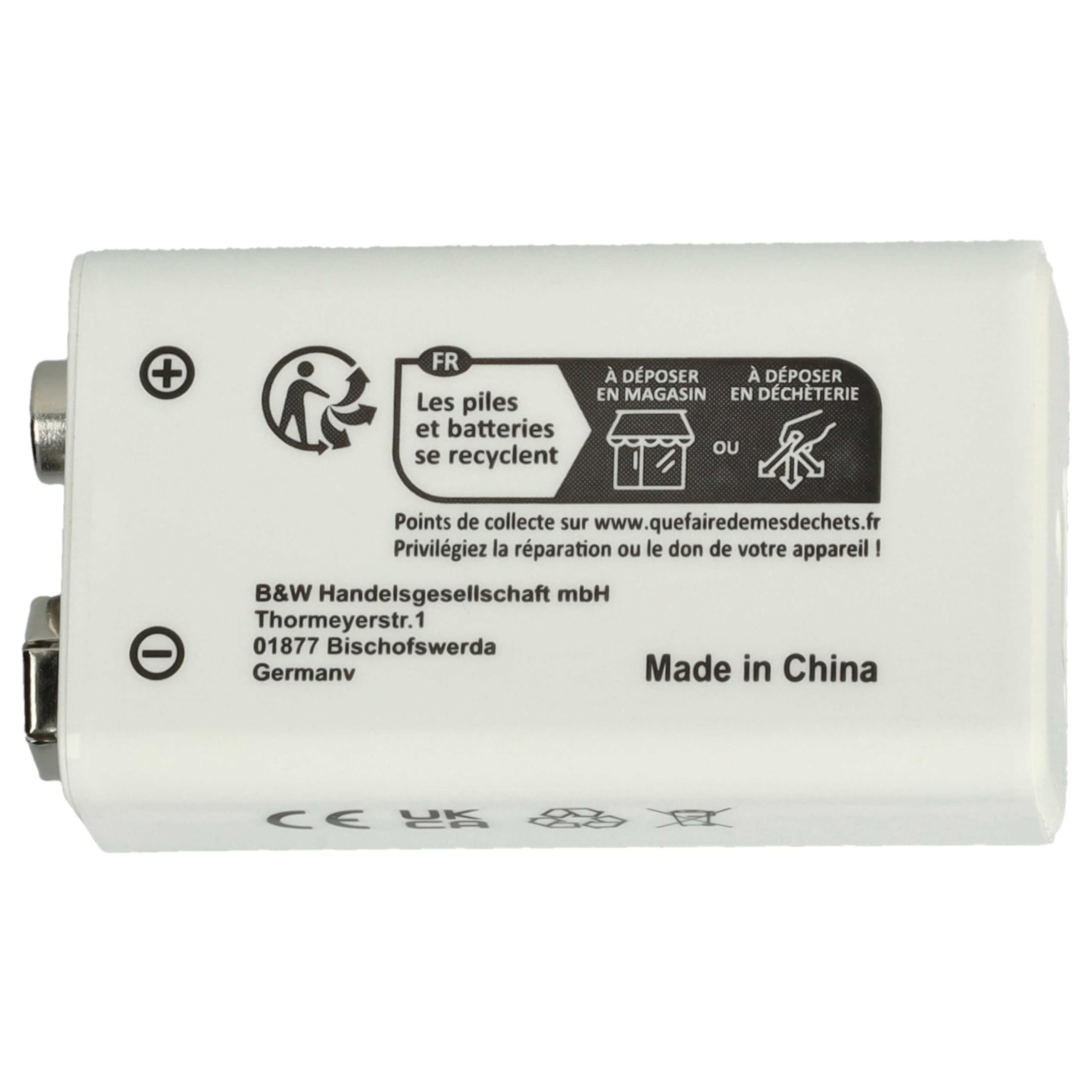 5X Piles Bloc Batterie 9V pour Divers appareils (1Ah, 9V, Li-ION)
