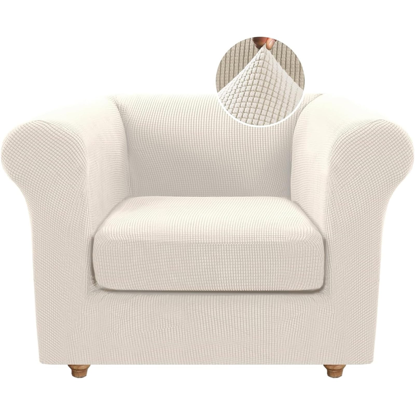 Copridivano Chesterfield Elasticizzato - Tessuto Jacquard, Per Divani 2 Posti, Color Naturale - Foto 8