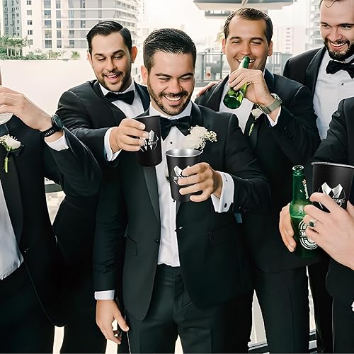 Miniatura 5 de PartyGifts&beyond Regalos de padrinos de boda, 7 tazas de 16 onzas para novio y escuadrón de novio para despedida de soltero, vaso de acero