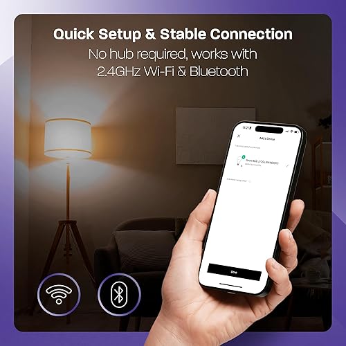 Miniatura 5 de Paquete de 4 bombillas inteligentes, LED RGB que cambian de color 16M colores, blanco sintonizable 1800K-6500K, WiFi Bluetooth compatible con Alexa