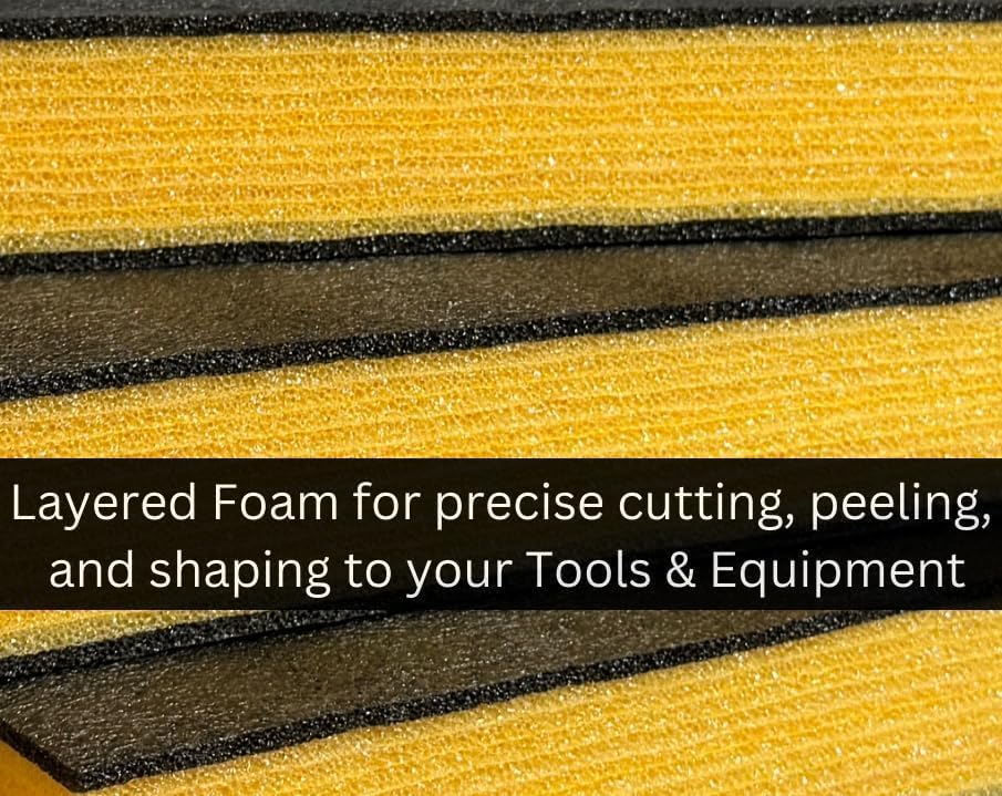 Customizable Tool Box Organizer | 12"x20"x1.18" - 3 PCS | Drawer Foam Insert | Shadow Foam for Toolbox (Black/Yellow)