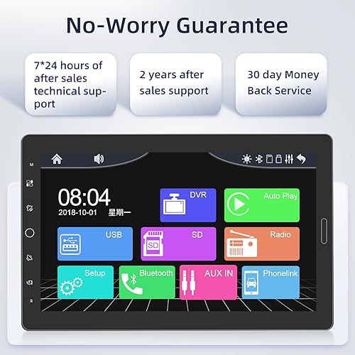 Miniatura 7 de Estéreo de coche de 10.1 pulgadas de un solo DIN con CarPlay y Android Auto, pantalla táctil desmontable de 10 pulgadas 1 radio DIN con enlace