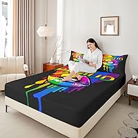 Vista 6 de Sábana bajera ajustable de la Torre Eiffel, juego de ropa de cama de construcción de la ciudad de París, juego de sábanas doradas y negras, sábana