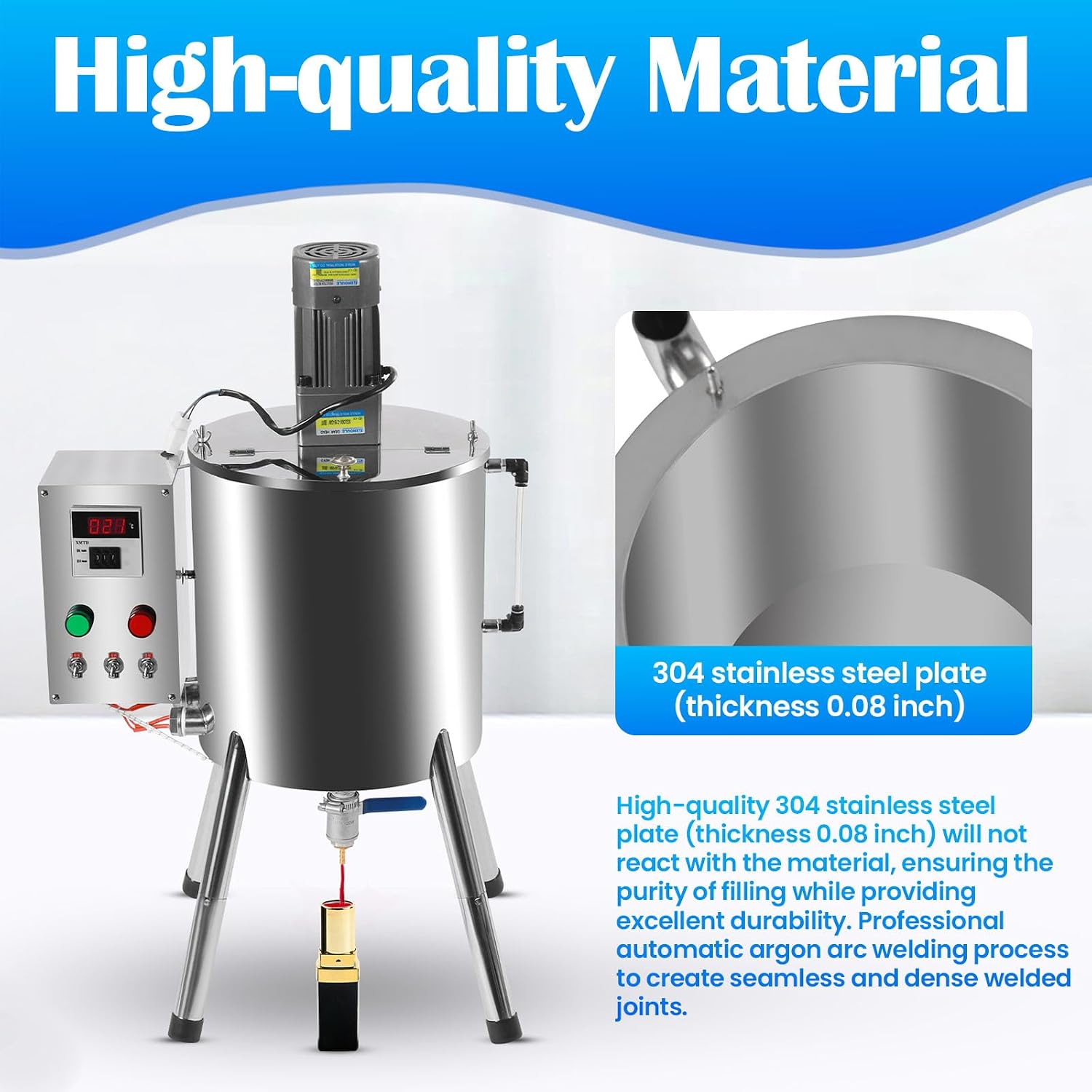 15L/4Gal Heating Mixing Filling Machine, Manual Lipstick-Filling Machine with Stirrer, Adjustable Temperature Liquid Paste Filling Tool Cream Filling Tank for Lipstick, Ointment, Honey