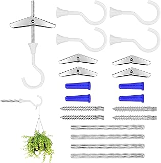 AccEncyc Large Swag Hooks Heavy Duty Ceiling Hooks for Plants White Ceiling Hangers for Hanging Light Chandelier Hook Ceiling Installation Cavity Wall Fixing(4 Pack)