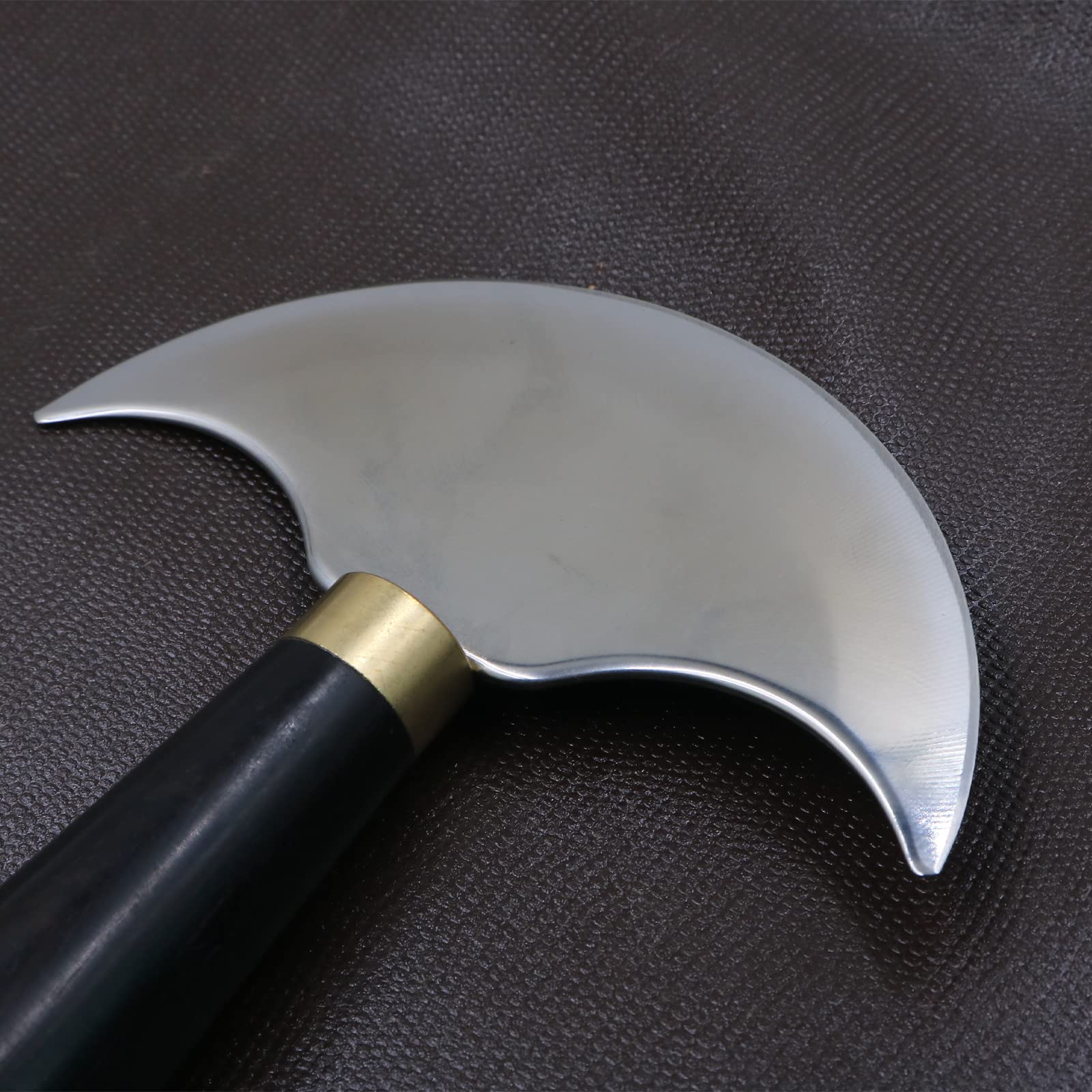 Cuchillo de cabeza redonda de cuero con mango de madera, cuchillo de trabajo de cuero para corte de cuero (grande)