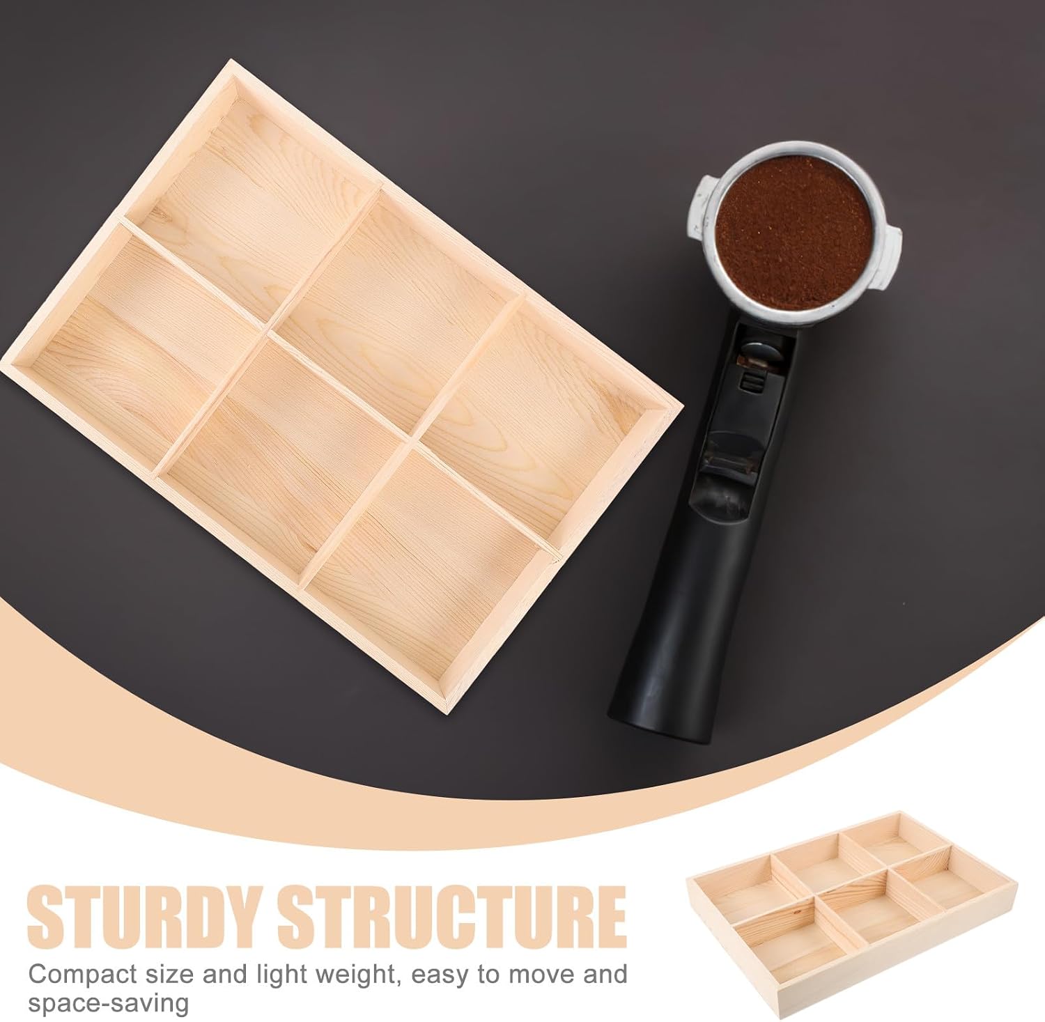 6-compartment Wooden Tea and Coffee Organizer Storage Box