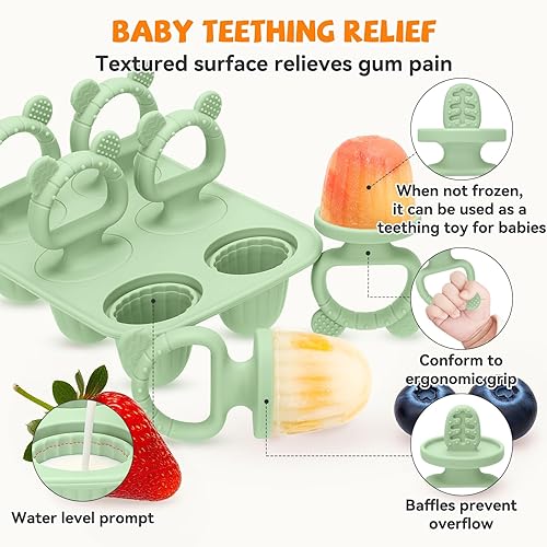 Miniatura 3 de Moldes de silicona para paletas – Máquina de paletas sin BPA con palitos, moldes reutilizables para congelador para helados caseros y golosinas