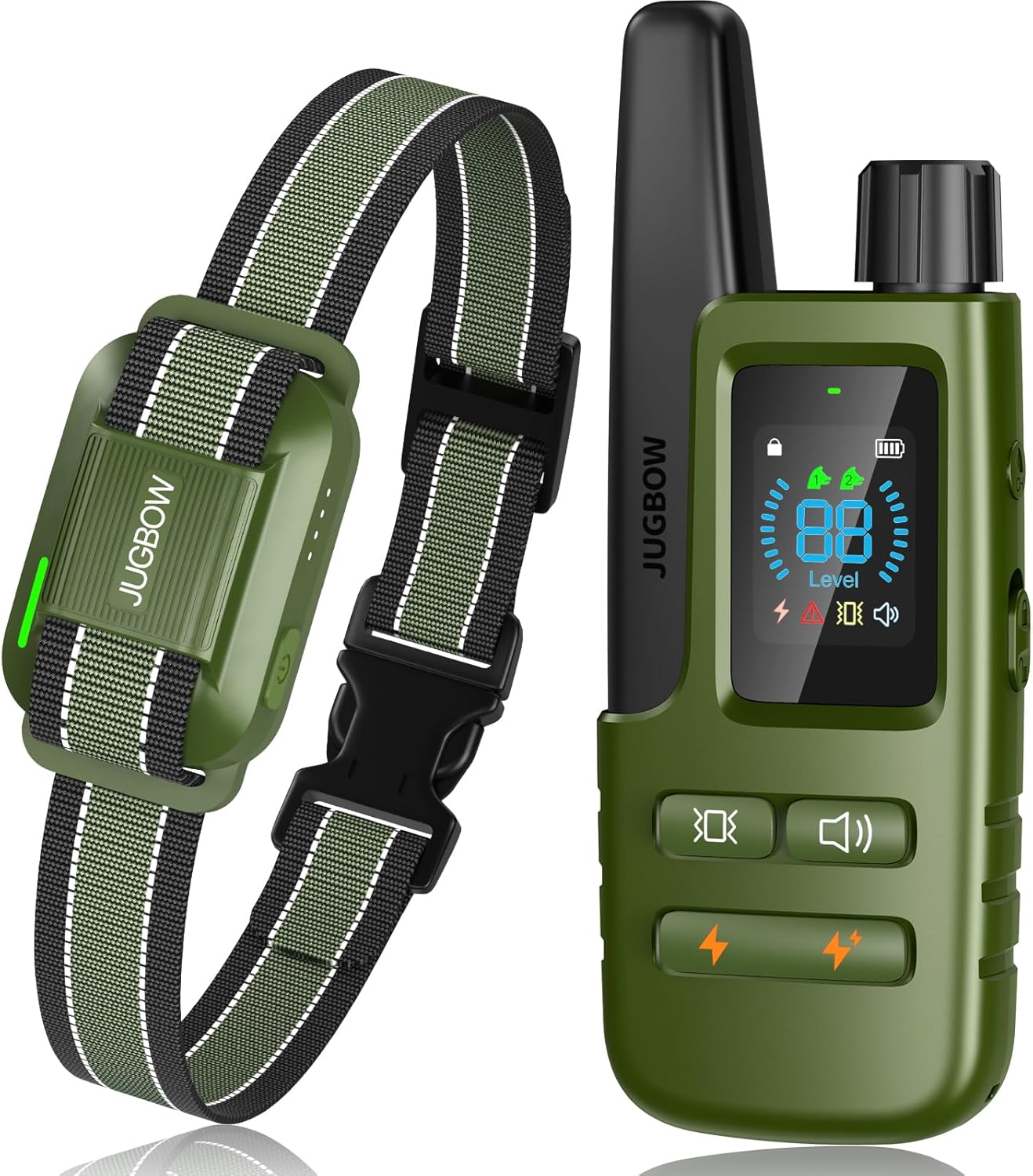 Jugbow Dog Training Collar - 4200FT Training Collar with Remote for 5-120lbs Large Medium Small Dogs, IPX8 Waterproof E Collar with 4 Training Modes, Security Lock, Rechargeable (Green)